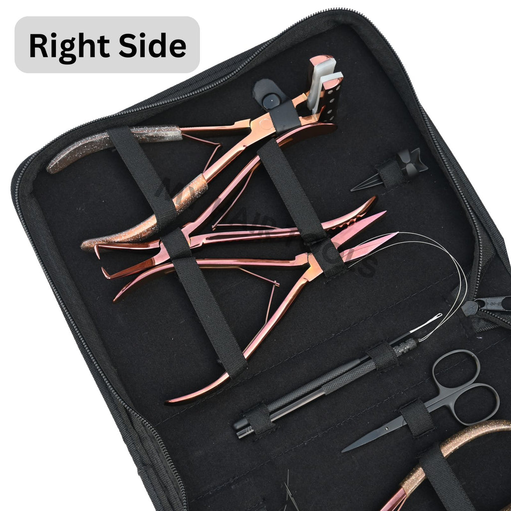 Hair Extension Tools Kit Micro Bead Pliers Tape In Loop Hook Needle Comb Case