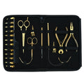 Professional Hair Extension Tools Kit with Gold Pliers, Scissors, Hooks & Clips