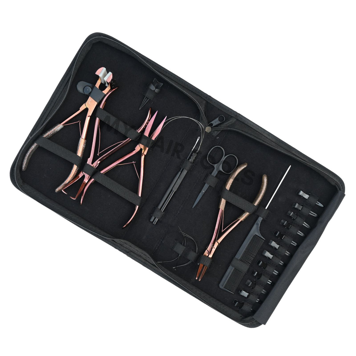 Hair Extension Tools Kit Micro Bead Pliers Tape In Loop Hook Needle Comb Case