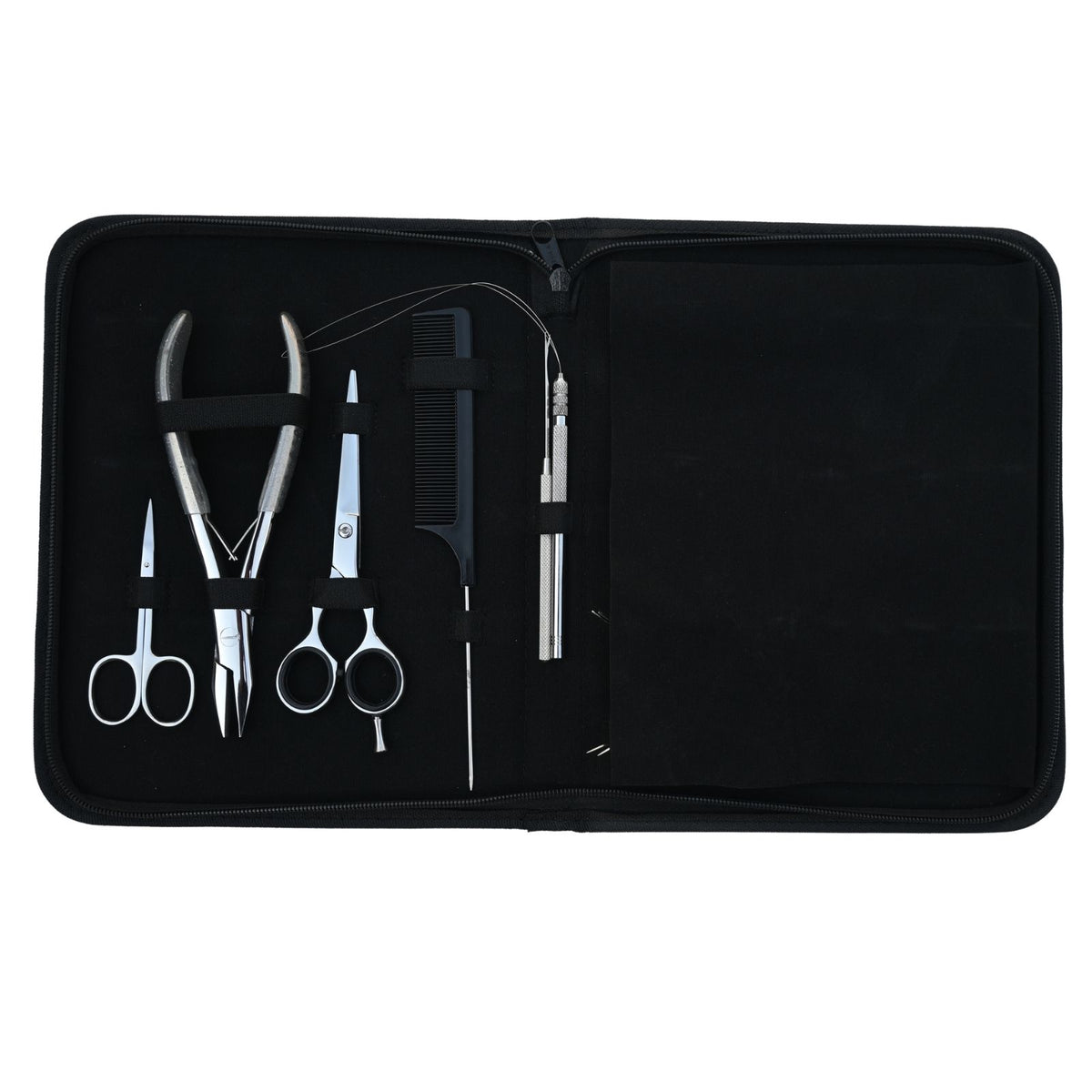 Professional Hair Extension Tools Kit with Pliers, Scissors, Hooks, Clips & Case