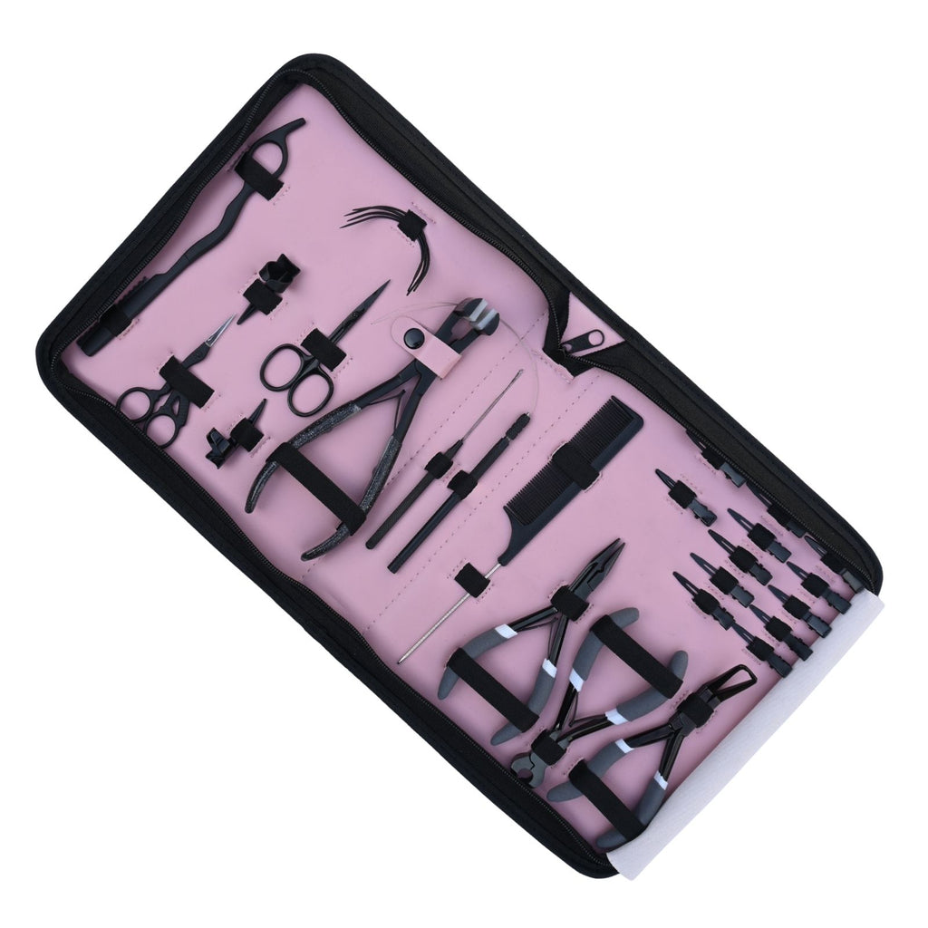 Hair Extension Tools Kit with Pliers, Hooks, Clips & Case