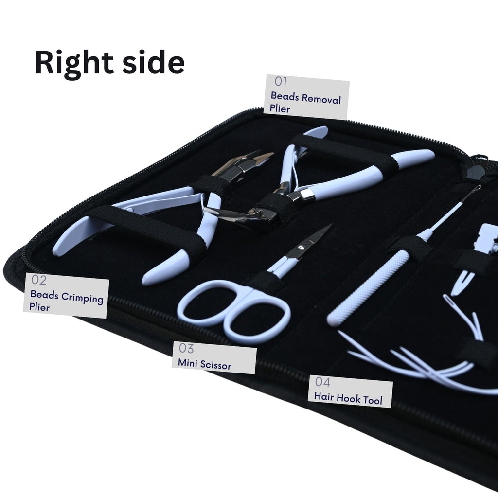 Professional Hair Extension Tools Kit with Microbead Pliers, Hook, Needles, Clips & Case