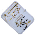 Professional Hair Extension Tools Kit with Gold Pliers, Scissors, Hooks, Needles & White Case