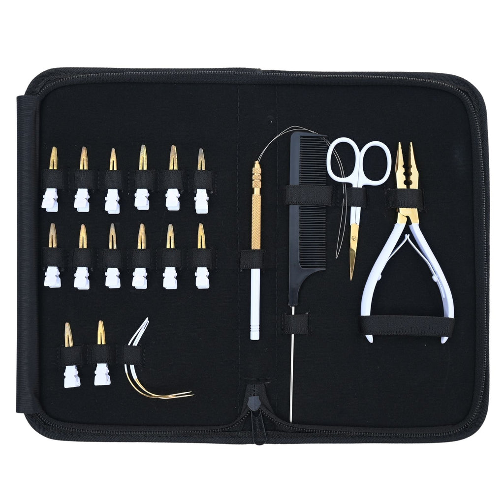 Professional Hair Extension Tools Kit with 3-Hole Pliers, Loop Tool, Needles & Clips