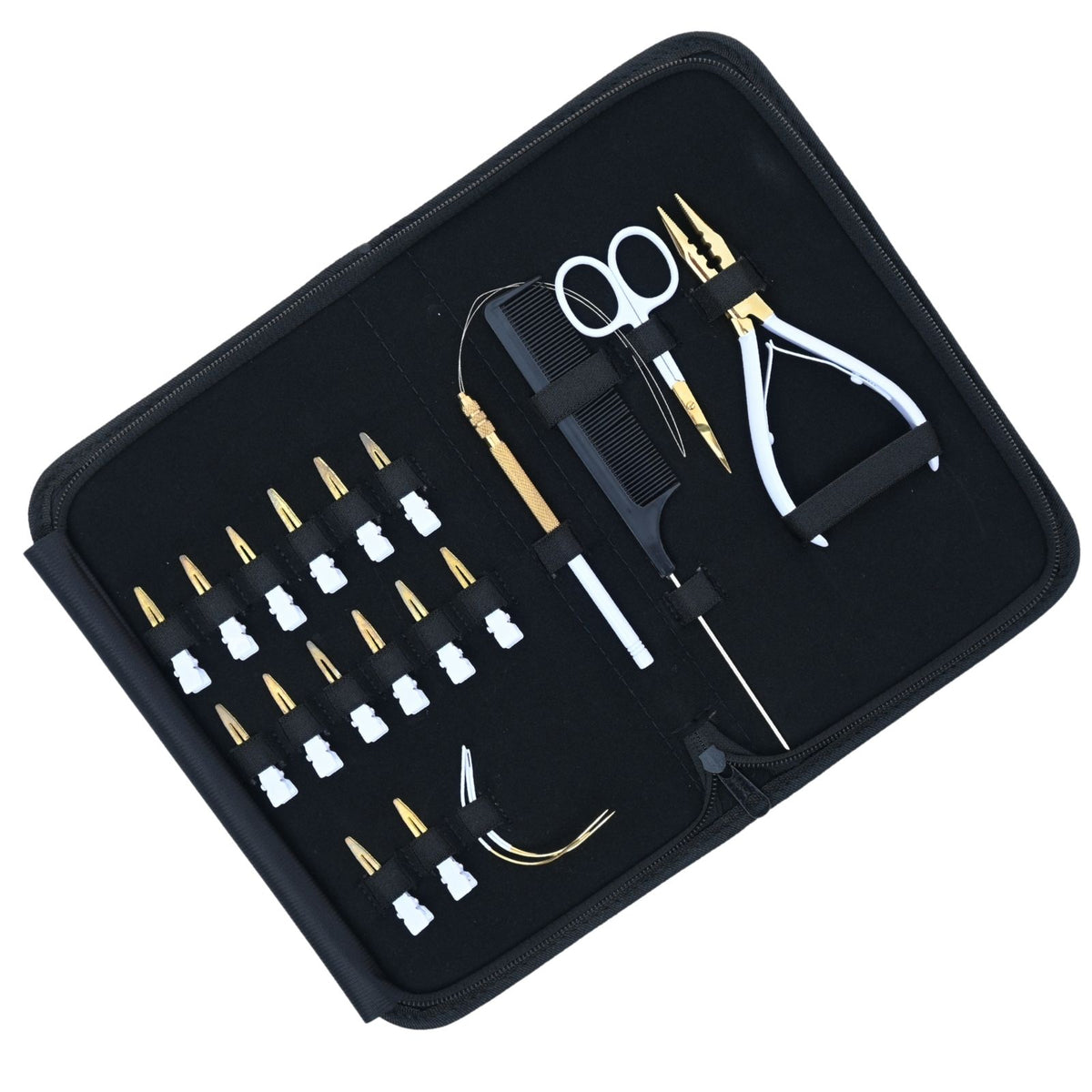Professional Hair Extension Tools Kit with 3-Hole Pliers, Loop Tool, Needles & Clips
