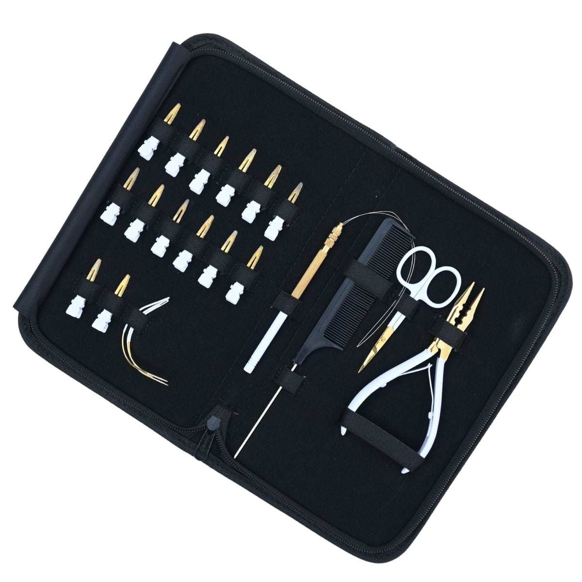 Professional Hair Extension Tools Kit with 3-Hole Pliers, Loop Tool, Needles & Clips