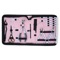 Professional Hair Extension Tools Kit with Pliers, Hooks, Scissors, Clips & Pink Case
