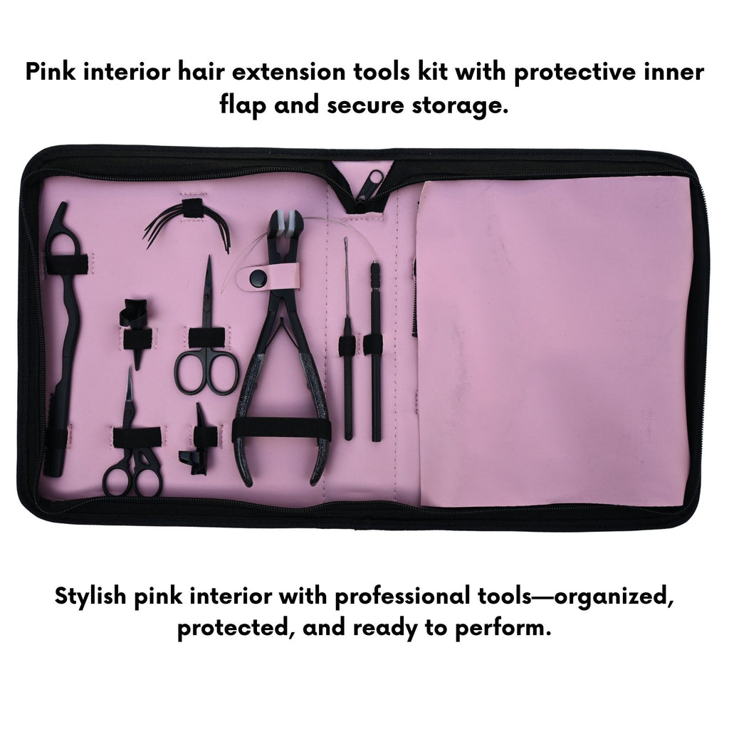 Hair Extension Tools Kit with Pliers, Hooks, Clips & Case