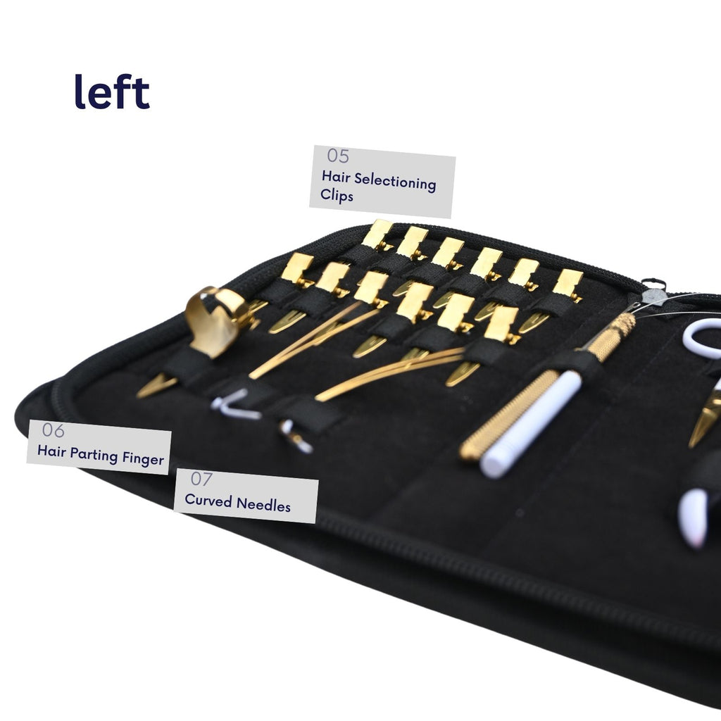 Professional Hair Extension Tools Kit with Microbead Pliers, Loop Tool, Clips & Case