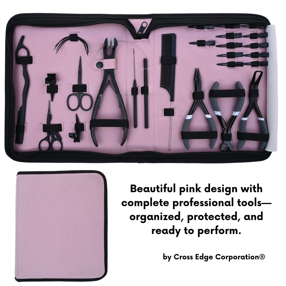 Hair Extension Tools Kit with Pliers, Hooks, Clips & Case